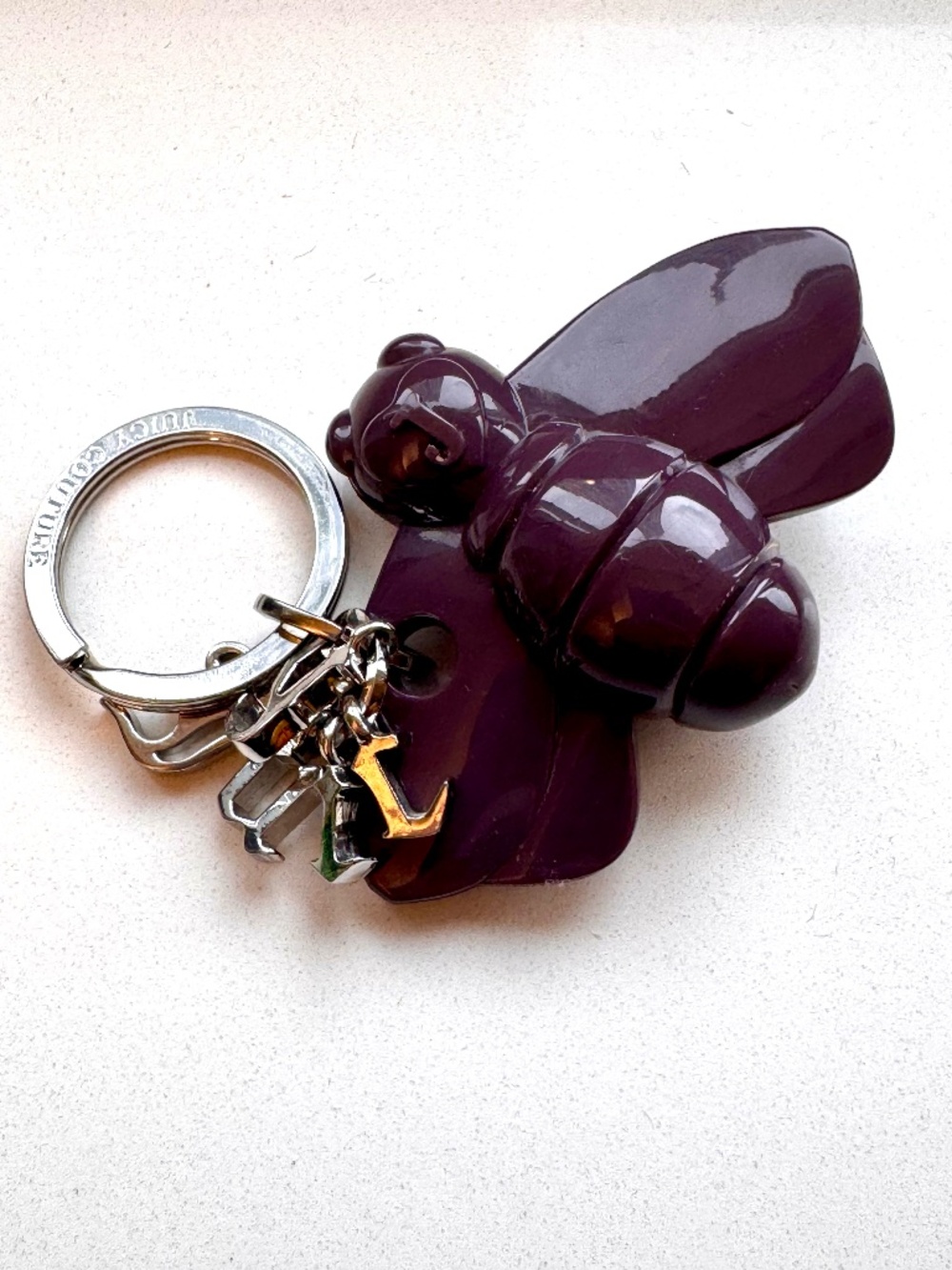 Vintage Juicy Couture Queen Bee Keychain Grape Purple Resin Y2K Bag Charm Rare - Picture 3 of 5
